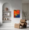 Harbor Lights Original Oil Abstract | Oil And Acrylic Painting in Paintings by Strokes by Red - Red (Linda Harrison). Item composed of canvas in contemporary or coastal style