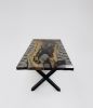 Clear Epoxy Dining Table With Handmade Special Bubble Effect | Tables by Tinella Collection. Item composed of wood and metal in minimalism or art deco style