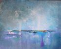Mid Blues Reflection | Oil And Acrylic Painting in Paintings by Judy Mayer-Grieve. Item composed of canvas and synthetic