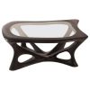 Ariella Coffee Table w/ Glass Top, Solid Wood, Ebony Finish | Tables by Amorph. Item made of wood with glass