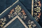 Vintage Chinese Deco style rug in Deep Blue, Navy Border | Area Rug in Rugs by Rug and Kilim