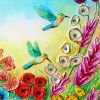Hummingbird Flight — Original Acrylic Painting | Oil And Acrylic Painting in Paintings by DaggArt. Item made of canvas works with modern style