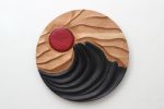 Sunset Waves | Sculptures by Craig Forget. Item composed of wood in mid century modern or japandi style