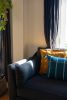 Rayas Stripe Zinacantán Cushion (TEAL) | Pillows by Routes Interiors. Item made of cotton works with boho & eclectic & maximalism style