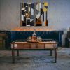 Abstract Geometric Wood Wall Art with Navy and Gold | Wall Sculpture in Wall Hangings by Skal Collective. Item composed of wood