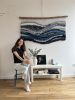 Large Handwoven Wall Tapestry "Breath of the Ocean" | Wall Sculpture in Wall Hangings by Tissage Sauvage. Item composed of wood and cotton in boho or contemporary style