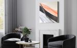 Peach and Black Abstract in Washi (on Canvas) | Oil And Acrylic Painting in Paintings by Jan Sullivan Fowler. Item composed of canvas