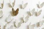 Extra Large Artwork 3D painting 120 Porcelain Butterflies | Wall Sculpture in Wall Hangings by Elizabeth Prince Ceramics. Item made of stoneware works with minimalism & contemporary style