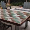 Rustic Geometric-Pattern Dining Table | Tables by Monkwood. Item made of wood & steel