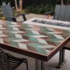 Rustic Geometric-Pattern Dining Table | Tables by Monkwood Studios. Item made of wood & steel