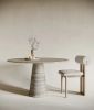 Italian Silver Travertine Round Table - Dining Room Table | Dining Table in Tables by TigerWoodAtelier. Item composed of marble compatible with minimalism and contemporary style