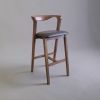 Arco Curved-Back Wooden Bar Stool | Chairs by Kleinhaus Furniture. Item composed of wood and fabric in mid century modern or contemporary style