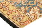 Rug & Kilim’s Dragon Rug in Gold and Blue with Geometric | Area Rug in Rugs by Rug and Kilim