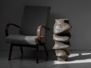 Black Stone Floor Vase - Monolith Series in Bio Concrete | Vases & Vessels by Donatas Žukauskas. Item made of cement & paper compatible with contemporary and japandi style