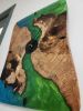 Resin Wood Art Clock - Swirly Greens & Blue Resin | Decorative Objects by Carlberg Design