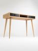 KUUB - Office table, small desk, bureau, with black drawers | Tables by Mo Woodwork. Item composed of oak wood in minimalism or mid century modern style