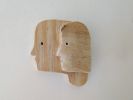Abstract Wood Sculpture – Minimalist Interlocking Heads Art | Mixed Media by Tanya Coates. Item composed of wood in minimalism or mid century modern style