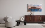 TABLE MOUNTAIN Landscape Textile Fiber Art Tapestry | Wall Hangings by Wallflowers Hanging Art. Item composed of wool and fiber in boho or mid century modern style