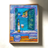 Open Window with Wine Still Life | Oil And Acrylic Painting in Paintings by Berezart. Item composed of canvas in contemporary or mediterranean style