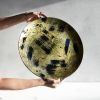 The Brush Series #005: Extra Large Platter Black & Gold | Decorative Plate in Decorative Objects by Carolyn Powers Designs. Item made of concrete with glass works with minimalism & contemporary style