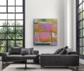 Joyful abstract oil painting on canvas in pink, orange | Oil And Acrylic Painting in Paintings by Trudie Tara Moulton. Item made of canvas with synthetic