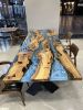 Blue Ocean Epoxy Resin Table - Epoxy Wood Table - Live Edge | Dining Table in Tables by Tinella Collection. Item made of wood & metal compatible with contemporary and coastal style