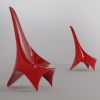 "Nyx" Contemporary Lounge chair in red lacquered fiberglass | Chairs by Carcino Design. Item works with contemporary & eclectic & maximalism style