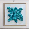 Turquoise abstract ball art on canvas | Sculptures by Mindy Williamson Art. Item composed of wood in boho style