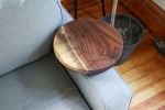 Medium Round Industrial side table, walnut 12" | Tables by Hazel Oak Farms | Amana Colonies in Amana. Item made of wood & steel