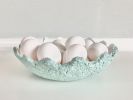 Teal Wavy Decorative Bowl Paper Mache Material | Decorative Objects by Collection. Item composed of paper compatible with boho and country & farmhouse style