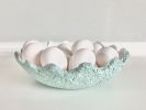 Teal Wavy Decorative Bowl Paper Mache Material | Decorative Objects by TM Olson Collection. Item composed of paper compatible with boho and country & farmhouse style