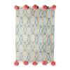 baoule pom pom throw cream micro stripe/peony poms | Blanket in Linens & Bedding by Charlie Sprout. Item made of fabric