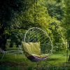 Bubble Hanging Swing Chair - Pink and Green Cushions | Chairs by Studio Stirling | Ten Stirling Bed and Breakfast in Johannesburg. Item made of steel works with minimalism & modern style