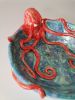Stunning Big Size Handmade Bowl With Octopus | Decorative Bowl in Decorative Objects by HulyaKayalarCeramics. Item made of ceramic with glass works with boho & country & farmhouse style