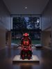 Red Taurus Crimson Iron Samurai Armor Wearable Art | Sculptures by Dynasty Artisan. Item composed of metal & leather compatible with contemporary and japandi style