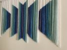 MAZE BLUES 3D Green Blue Hand Dyed Custom Wall Tapestry | Wall Hangings by Wallflowers Hanging Art. Item made of wool with fiber works with minimalism & contemporary style