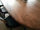 Oval 'Pebble Edged' Walnut Table on Black Waxed Steel Legs | Tables by Jonathan Field
