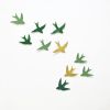 Set Of 10 Ceramic Birds Green and Gold | Art & Wall Decor by Elizabeth Prince Ceramics