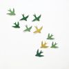 Set Of 10 Ceramic Birds Green and Gold | Wall Sculpture in Wall Hangings by Elizabeth Prince Ceramics. Item composed of stoneware in country & farmhouse or eclectic & maximalism style