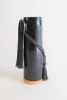 Handmade Ceramic Vase #695 in Black with Charcoal Tencel Bra | Vases & Vessels by Karen Gayle Tinney. Item made of stoneware works with minimalism & contemporary style