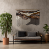 Woven Wall Tapestry in Earthy Tones "Beneath the Surface" | Wall Sculpture in Wall Hangings by Tissage Sauvage. Item made of wood with cotton