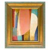 Contemporary Colorful Abstract Oil Painting in Vintage Frame | Oil And Acrylic Painting in Paintings by Suzanne Nicoll Studio. Item composed of wood compatible with minimalism and mid century modern style