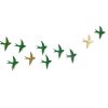 Set Of 10 Ceramic Birds Green and Gold | Wall Sculpture in Wall Hangings by Elizabeth Prince Ceramics. Item composed of stoneware in country & farmhouse or eclectic & maximalism style
