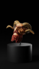 Quad-Horned Mythological Wood Sculpture | Decorative Objects by Holzkunst Samuel Meisinger. Item composed of wood in art deco style