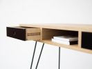 Home office desk, industrial small table, with black drawers | Tables by Mo Woodwork. Item composed of wood and metal in minimalism or mid century modern style