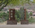 Waves & Windows | Public Sculptures by Brian Schader. Item made of steel with stone