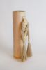 Handmade Ceramic Vase #696 in Tan with Cotton Fringe | Vases & Vessels by Karen Gayle Tinney. Item made of stoneware works with boho & contemporary style