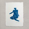 Lady in blue, Linocut, Ink on paper | Prints by Llinella. Item composed of paper in mid century modern or contemporary style