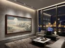 Hand-Painted Silk Moonlight River Landscape Gongbi Fine Art | Oil And Acrylic Painting in Paintings by Dynasty Artisan. Item composed of wood and fabric in contemporary or eclectic & maximalism style