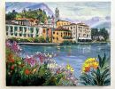 Lovely Lake Como | Oil And Acrylic Painting in Paintings by Lisa Elley ART. Item composed of synthetic